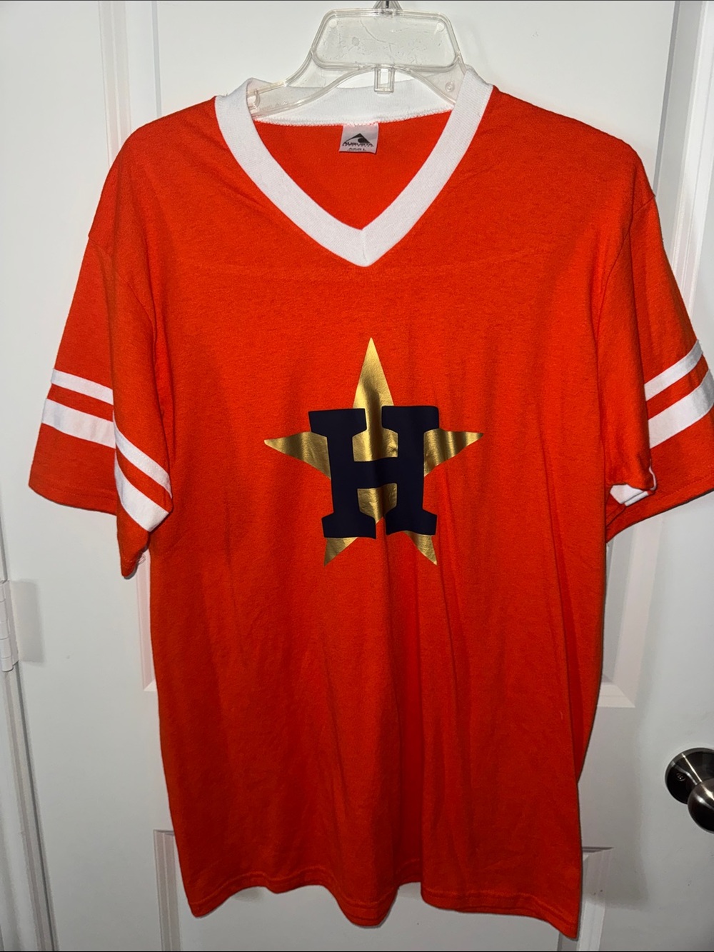 Augusta Sportswear Orange Tee with Gold Star Astros Sz L